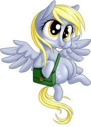 Size: 900x1254 | Tagged: safe, artist:kittehkatbar, derpy hooves, pegasus, pony, chibi, female, mailbag, mare, simple background, solo, transparent background