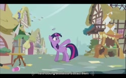 Size: 640x400 | Tagged: safe, screencap, twilight sparkle, pony, unicorn, swarm of the century, female, horn, mare, youtube caption