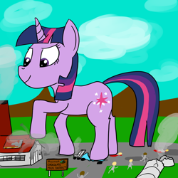 Size: 1000x1000 | Tagged: safe, artist:rapidstrike, twilight sparkle, pony, chocolate milk, exploitable meme, giant pony, giantess, macro, meme, spilled milk, this will end in tears