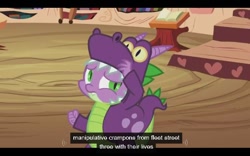 Size: 640x400 | Tagged: safe, screencap, spike, dragon, luna eclipsed, male, youtube caption