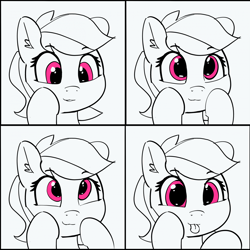 Size: 1280x1280 | Tagged: safe, artist:pabbley, rainbow dash, pegasus, pony, 30 minute art challenge, :p, cute, dashabetes, female, loss (meme), mare, partial color, silly, smiling, solo, tongue out