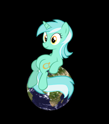 Size: 592x674 | Tagged: safe, lyra heartstrings, earth, macro, pony bigger than a planet, sitting, sitting lyra