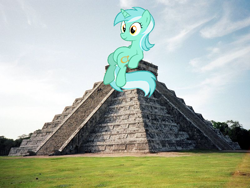 Size: 800x600 | Tagged: safe, lyra heartstrings, pony, chichen itza, irl, macro, meme, mexico, photo, ponies in real life, sitting, sitting lyra, vector