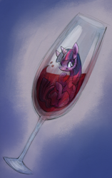 Size: 1204x1920 | Tagged: safe, artist:purplekecleon, twilight sparkle, pony, alcohol, cup of pony, drink, glass, micro, phone wallpaper, pun, wine, wine glass