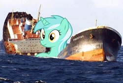 Size: 497x338 | Tagged: safe, lyra heartstrings, pony, giant pony, irl, macro, photo, ponies in real life, ship, shipwreck, sitting, sitting lyra, spain, vector