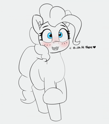 Size: 1280x1447 | Tagged: safe, artist:pabbley, pinkie pie, earth pony, pony, 30 minute art challenge, blushing, cute, female, nervous, partial color, solo