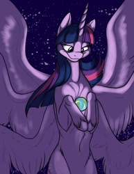 Size: 700x906 | Tagged: safe, artist:foxenawolf, twilight sparkle, twilight sparkle (alicorn), alicorn, pony, seraph, seraphicorn, apotheosis, female, macro, mare, multiple wings, older twilight, planet, pony bigger than a planet, six wings, ultimate twilight, unshorn fetlocks