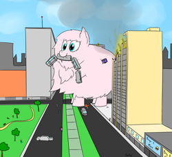 Size: 2200x2000 | Tagged: safe, artist:rapidstrike, oc, oc only, oc:fluffle puff, pony, giant pony, giantess, macro, train