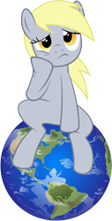 Size: 2540x5000 | Tagged: safe, artist:artpwny, derpy hooves, pegasus, pony, earth, female, giant derpy hooves, macro, mare, planet, pony bigger than a planet, simple background, sitting, solo, transparent background, vector