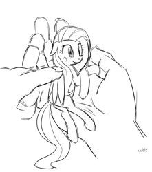 Size: 838x949 | Tagged: safe, artist:nasse, fluttershy, pegasus, pony, hand, in goliath's palm, micro