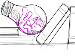 Size: 2048x1536 | Tagged: safe, artist:thattagen, twilight sparkle, book, lightbulb, micro, sketch