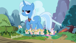 Size: 1024x576 | Tagged: safe, trixie, pony, magic duel, alicorn amulet, giant pony, giantess, macro, mega trixie, ponyville