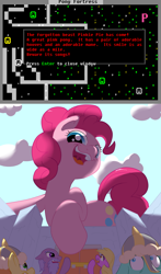 Size: 1000x1700 | Tagged: safe, artist:khorme, pinkie pie, pony, dwarf fortress, giant pony, macro, this will end in death, this will end in parties, this will end in tears, this will end in tears and/or death, video game, video game crossover