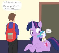 Size: 1100x1000 | Tagged: safe, artist:goat train, princess celestia, twilight sparkle, human, dialogue, dock, micro