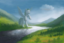 Size: 2993x2000 | Tagged: safe, artist:zmok, pegasus, pony, macro, scenery, statue, wings