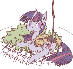 Size: 766x730 | Tagged: safe, artist:kolshica, twilight sparkle, food, micro, ponies in food, sauce, solo, twilightlicious