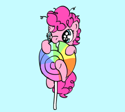 Size: 812x728 | Tagged: dead source, safe, artist:onsaud, pinkie pie, earth pony, pony, drool, female, filly, filly pinkie pie, lollipop, micro, solo, tiny ponies, younger