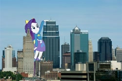 Size: 640x424 | Tagged: safe, rarity, equestria girls, building, city, equestria girls in real life, giantess, highrise ponies, irl, kansas city, macro, missouri, photo, ponies in real life, skyline, solo, united states, wondercolts