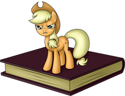 Size: 1022x781 | Tagged: safe, artist:skorpionletun, applejack, earth pony, pony, appletini, book, micro, simple background, solo, transparent background