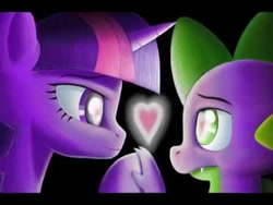 Size: 480x360 | Tagged: artist needed, safe, spike, twilight sparkle, unicorn twilight, dragon, pony, unicorn, female, heart, looking at each other, male, mare, shipping, straight, twispike