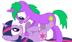 Size: 1233x732 | Tagged: safe, artist:eeveepikachuchan, spike, twilight sparkle, female, male, ms paint, ponified, ponified spike, shipping, species swap, straight, twispike