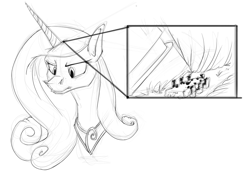 Size: 1000x720 | Tagged: safe, artist:jelly shades, princess cadance, alicorn, pony, hair, inside hair, micro, sketch, tea party