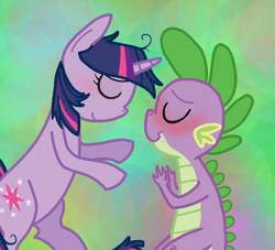 Size: 550x500 | Tagged: safe, artist:woop-de-de-doo, spike, twilight sparkle, dragon, shipping, twispike