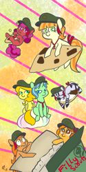 Size: 500x1000 | Tagged: safe, artist:mt, tag-a-long, oc, oc:berry munch, oc:do-si-do, oc:dulce deleche, oc:samoa, oc:savannah smile, oc:trefoil, cookie, filly, filly guides, filly scouts, food, micro