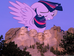 Size: 1200x900 | Tagged: safe, twilight sparkle, twilight sparkle (alicorn), alicorn, pony, female, giant pony, giantess, highrise ponies, macro, mare, mega twilight sparkle, mount rushmore, solo, south dakota