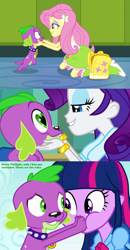 Size: 1200x2311 | Tagged: safe, edit, edited screencap, screencap, fluttershy, rarity, spike, twilight sparkle, dog, equestria girls, female, flutterspike, heart eyes, imminent kissing, kissing, lidded eyes, love, love triangle, male, shipping, sparity, spike gets all the equestria girls, spike gets all the mares, spike the dog, spikelove, straight, twispike, wingding eyes