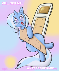 Size: 1000x1200 | Tagged: safe, artist:wherewolfs, trixie, pony, unicorn, blushing, female, food, mare, micro, peanut butter crackers, solo, that pony sure does love peanut butter crackers