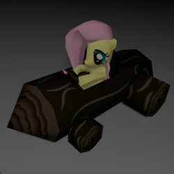 Size: 720x720 | Tagged: safe, fluttershy, pegasus, pony, 3d, blender, fluttertree, kart, low poly, micro, micro ponies, micro pony not even pre alpha, model, ponykart, solo, wood