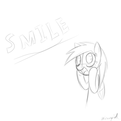 Size: 900x900 | Tagged: safe, artist:microgrid, derpy hooves, pegasus, pony, female, mare, sketch, smiling