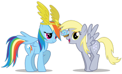 Size: 2800x1700 | Tagged: safe, artist:mixermike622, derpy hooves, rainbow dash, pegasus, pony, derpydash, female, lesbian, mare, simple background, transparent background