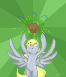 Size: 688x800 | Tagged: safe, artist:caycowa, derpy hooves, pegasus, pony, epic derpy, female, mare, muffin, solo