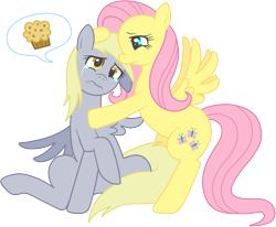 Size: 753x620 | Tagged: safe, artist:arastane-siryphia, derpy hooves, fluttershy, pegasus, pony, comforting, crying, derpyshy, female, lesbian, mare, muffin, sad, shipping