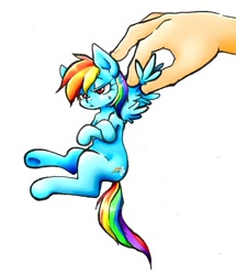 Size: 709x825 | Tagged: safe, artist:hobilo, rainbow dash, pegasus, pony, hand, micro, pixiv