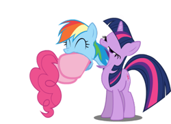 Size: 500x364 | Tagged: safe, artist:sersys, pinkie pie, rainbow dash, twilight sparkle, earth pony, pegasus, pony, fetish, not salmon, pinkie prey, preddash, preydash, simple background, transparent background, twipred, vector, vore, voreception, wat