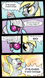 Size: 700x1200 | Tagged: safe, artist:speccysy, derpy hooves, photo finish, pegasus, pony, comic, female, mare, over 9000