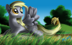 Size: 1680x1050 | Tagged: safe, artist:mderp, derpy hooves, pegasus, pony, female, mare, muffin