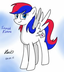 Size: 606x677 | Tagged: safe, artist:hetalianderpy, oc, oc only, pegasus, pony, nation ponies, ponified, solo, south korea