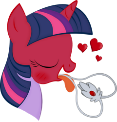 Size: 800x832 | Tagged: safe, artist:sinfullycute, twilight sparkle, oc, pony, azelf, blushing, bust, crossover, cupix, female, fetish, genuine-azelf, heart, mare, pokémon, tail sticking out, tongue out, twipred, vore