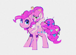 Size: 1100x800 | Tagged: safe, artist:poneko-chan, li'l cheese, pinkie pie, earth pony, pony, the last problem, cute, diapinkes, duo, mama pinkie, older, older pinkie pie, open mouth, pixiv, ponies riding ponies, riding