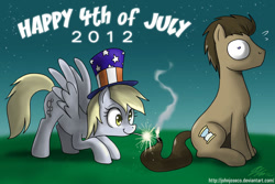 Size: 1100x733 | Tagged: safe, artist:johnjoseco, derpy hooves, doctor whooves, pegasus, pony, 4th of july, american independence day, female, hat, independence day, mare, this will end in tears