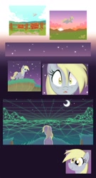 Size: 1400x2600 | Tagged: safe, artist:equestria-prevails, derpy hooves, pegasus, pony, comic, discovery meme, flying, fuck the police, meme, meme origin, moon, sign, solo, the thirteenth floor