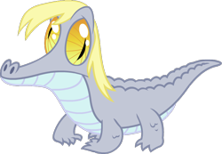 Size: 860x595 | Tagged: safe, derpy hooves, gummy, alligator, pegasus, pony, female, gatorfied, mare, simple background, solo, species swap, transparent background, vector, wall eyed