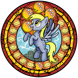 Size: 900x900 | Tagged: safe, artist:akili-amethyst, derpy hooves, pegasus, pony, dive to the heart, female, kingdom hearts, mare, stained glass