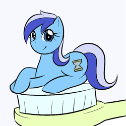 Size: 665x665 | Tagged: safe, artist:kloudmutt, minuette, earth pony, pony, micro, race swap, solo, toothbrush