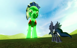 Size: 1680x1050 | Tagged: safe, artist:johnnyxluna, princess luna, oc, oc:johnny, alicorn, pony, 3d, gmod, johnny, macro, prank