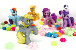 Size: 800x533 | Tagged: safe, applejack, derpy hooves, pinkie pie, rainbow dash, rarity, twilight sparkle, earth pony, pony, custom, irl, photo, toy